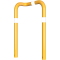 Anti-nudge hoop 90 | one sided- deep version | steel tube  76 mm | yellow / black | one-sided, left | height above ground: 650 mm | for casting in concrete